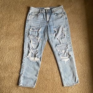 Distressed High Rise Mom Jeans Size 29